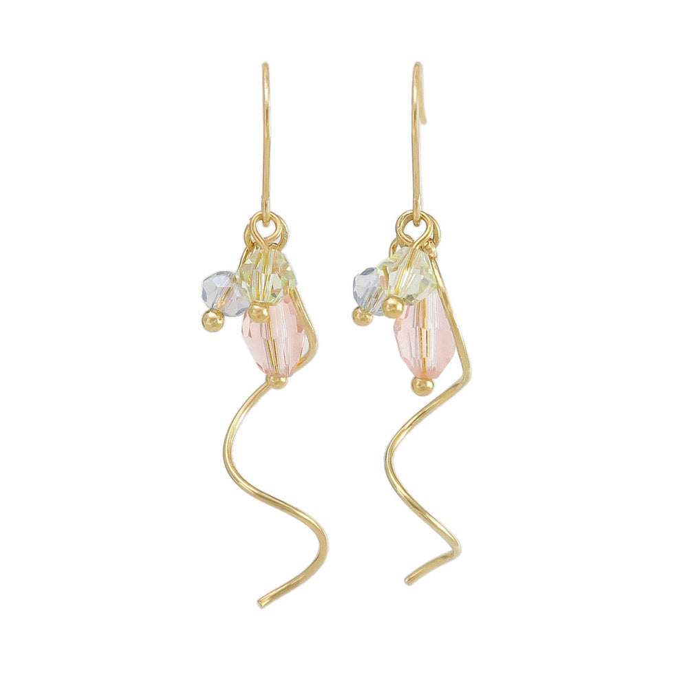 Cluster Gem Spiral Drop Earrings