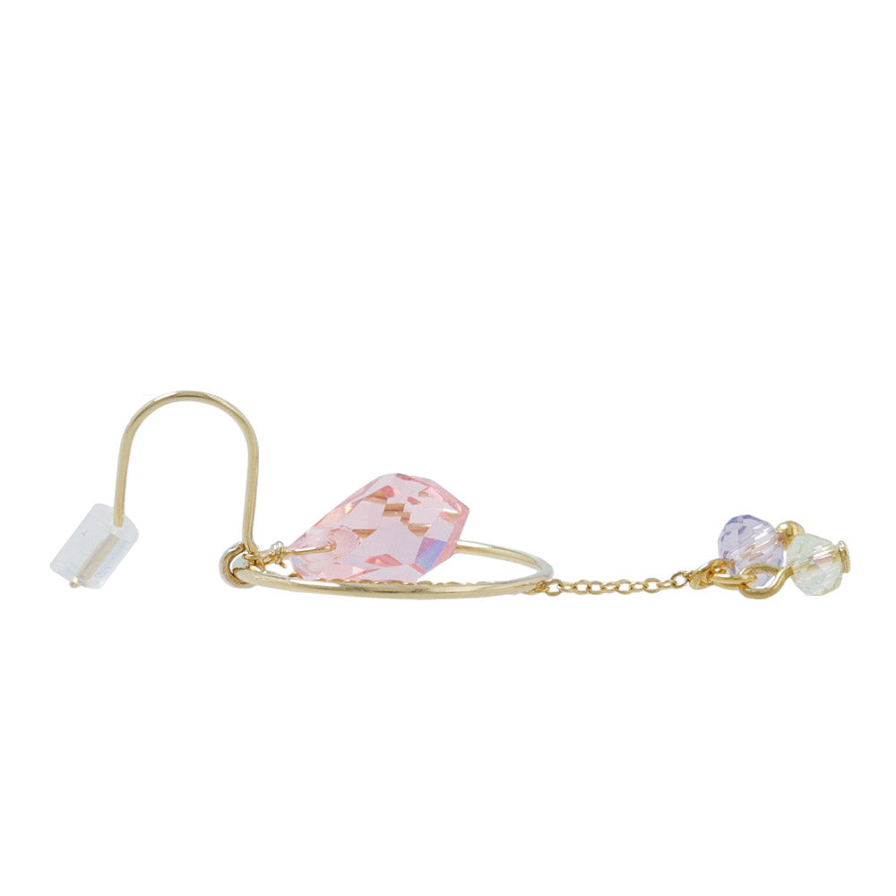 Circle and Gemmed Chain Drop Earrings