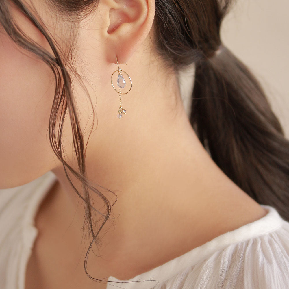 Circle and Gemmed Chain Drop Earrings
