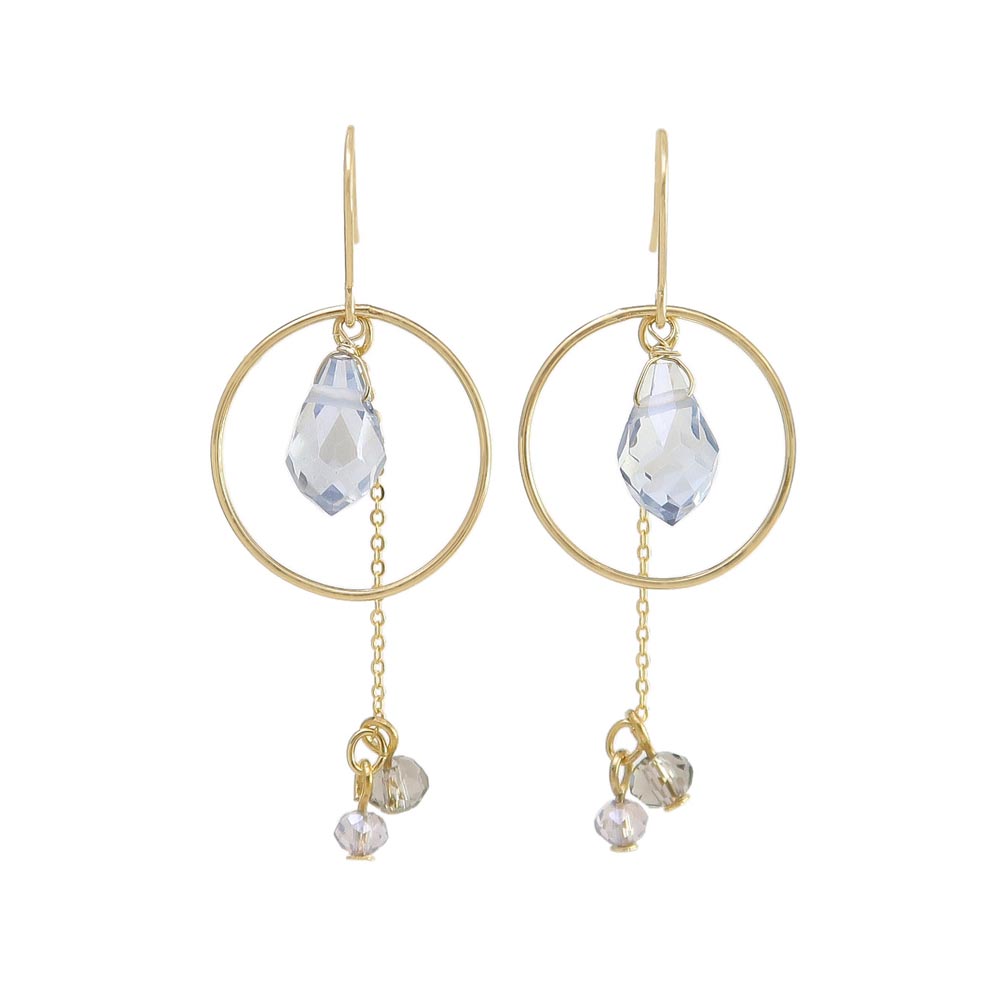 Circle and Gemmed Chain Drop Earrings
