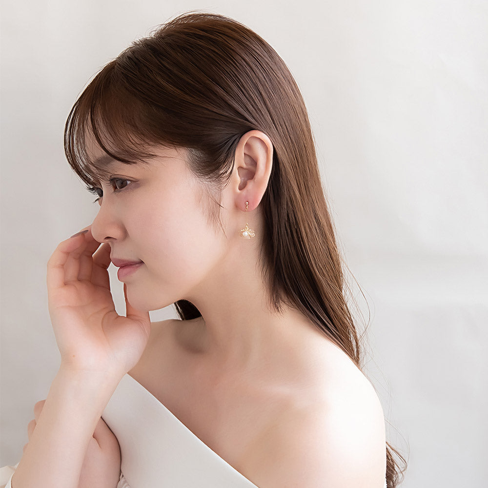 Pastel Double Flower Drop Earrings