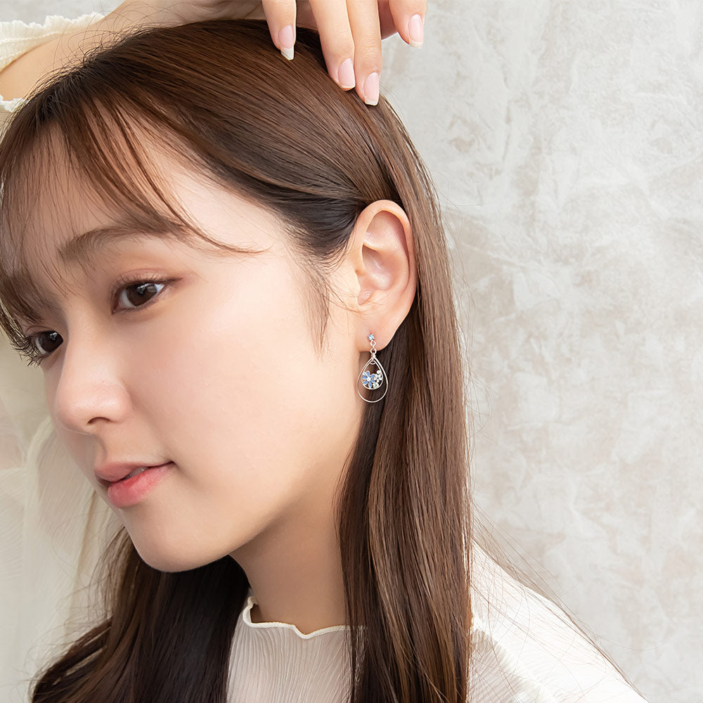 Flower Teardrop Hoop Earrings