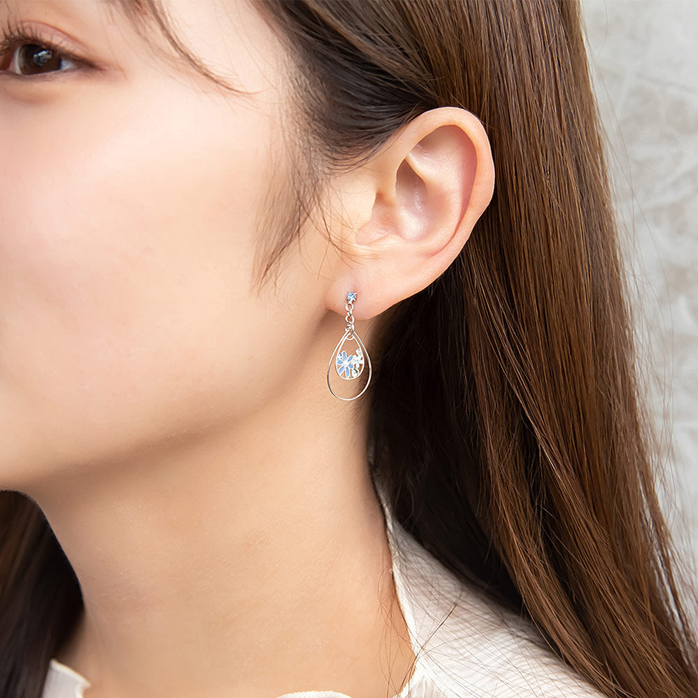 Flower Teardrop Hoop Earrings