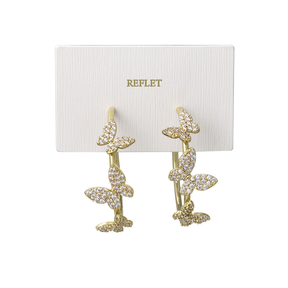 Pave Butterfly Hoop Earrings
