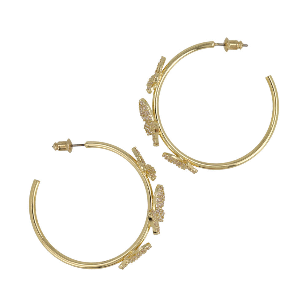 Pave Butterfly Hoop Earrings