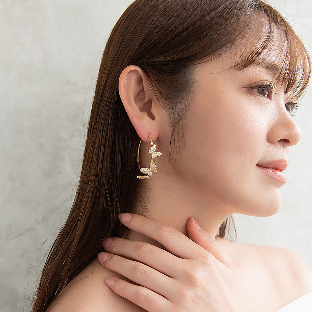 Pave Butterfly Hoop Earrings
