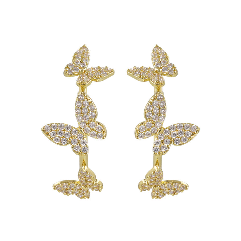 Pave Butterfly Hoop Earrings