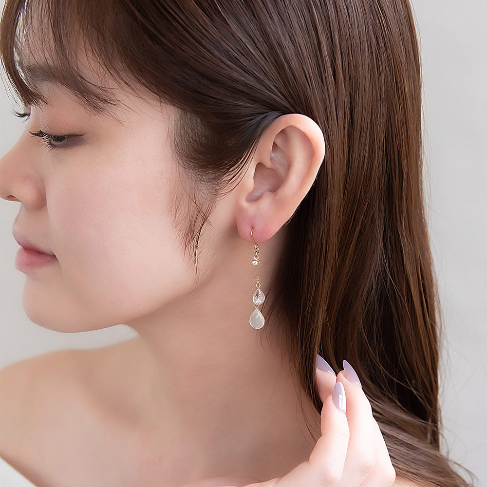 Pale Double Waterdrop Dangle Earrings