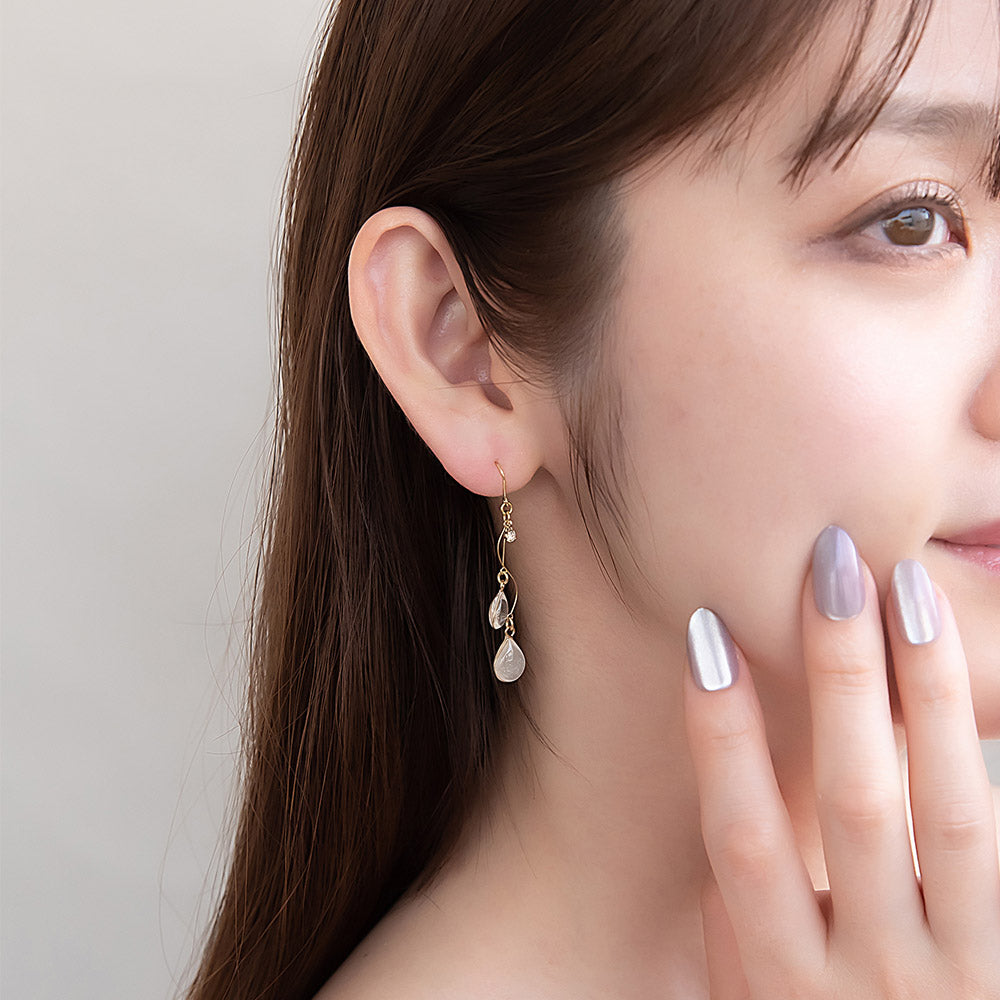 Pale Double Waterdrop Dangle Earrings