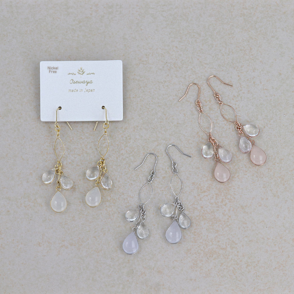 Pale Waterdrop Cluster Dangle Earrings - osewaya