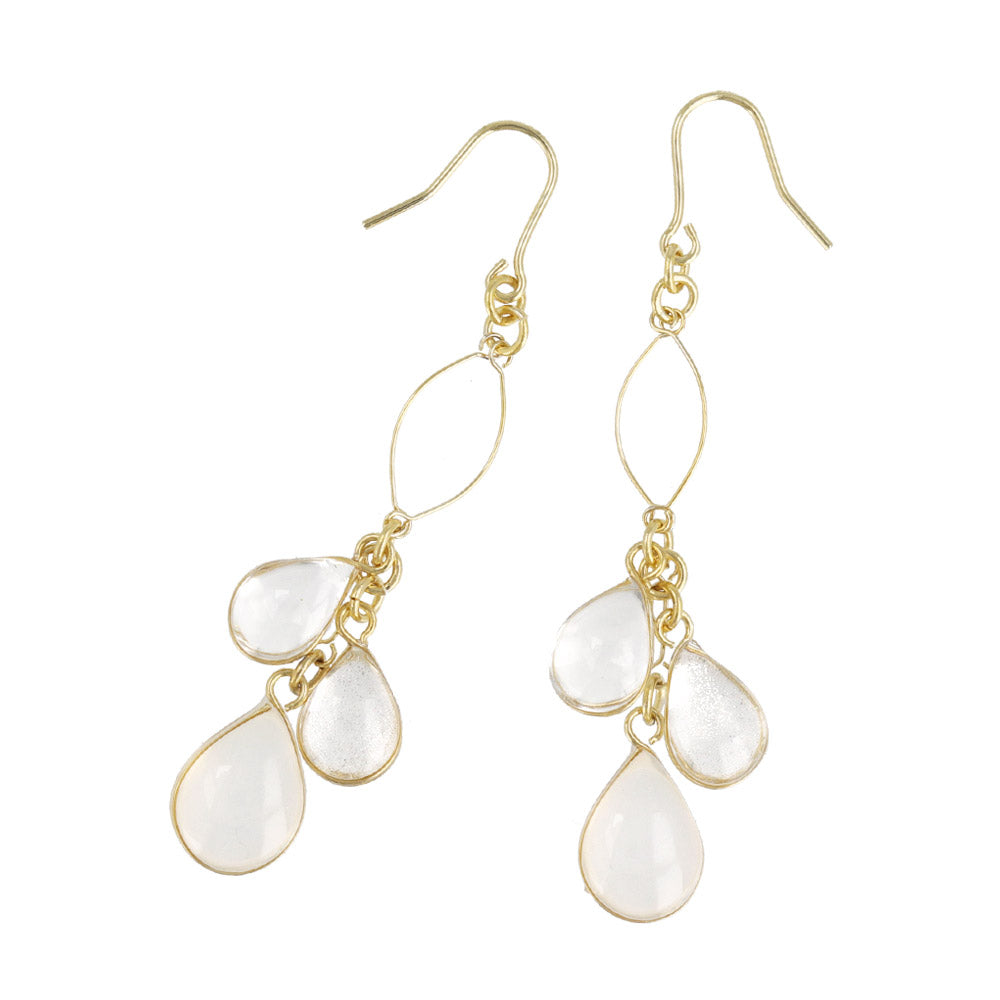Pale Waterdrop Cluster Dangle Earrings