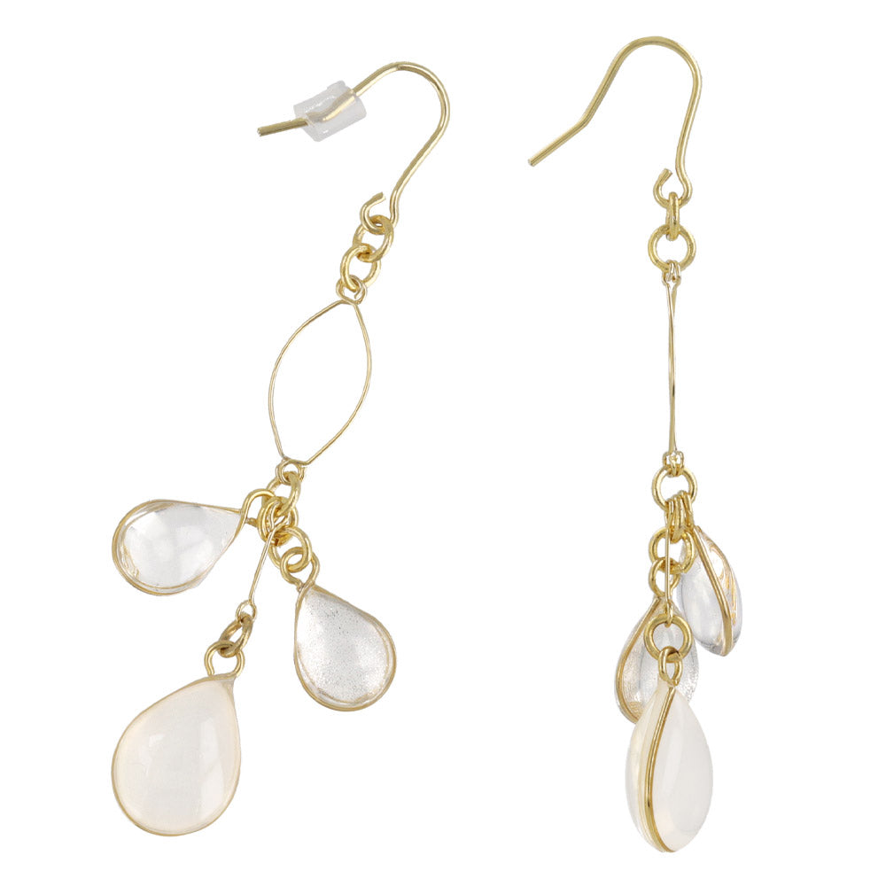 Pale Waterdrop Cluster Dangle Earrings