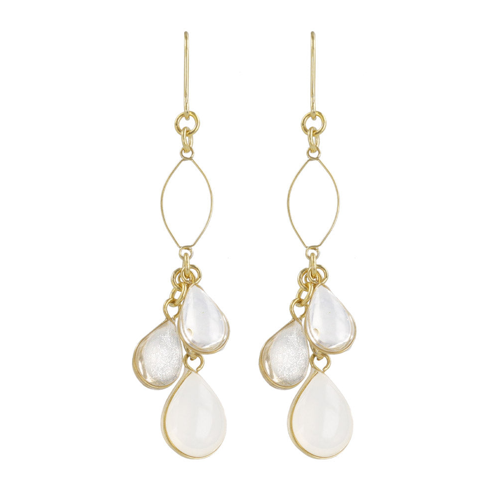 Pale Waterdrop Cluster Dangle Earrings