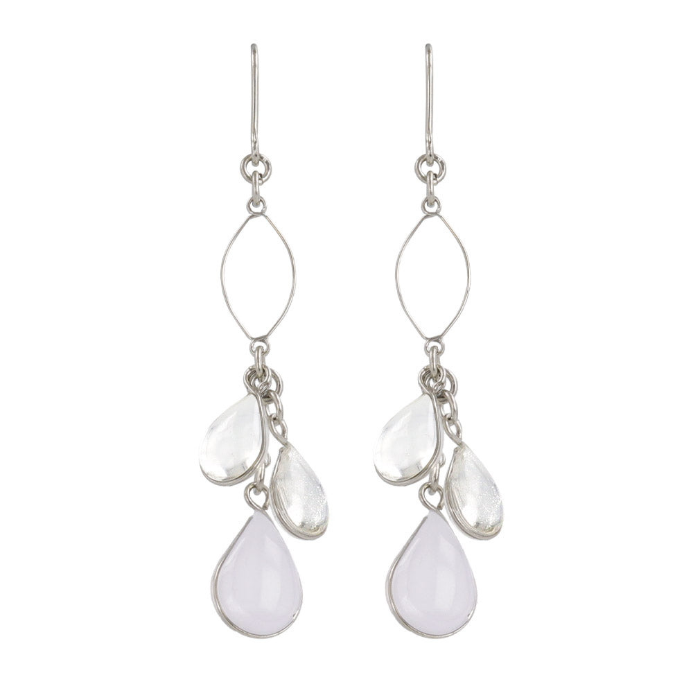 Pale Waterdrop Cluster Dangle Earrings