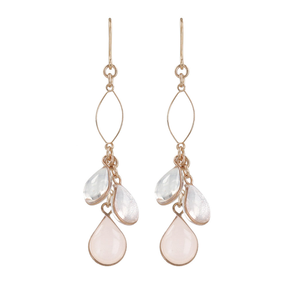 Pale Waterdrop Cluster Dangle Earrings