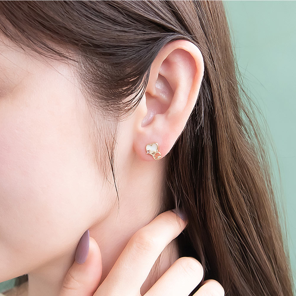 Twin Heart Stud Earrings