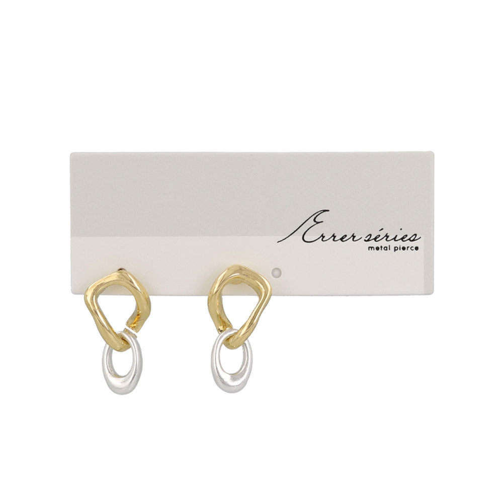 Two Tone Organic Link Earrings