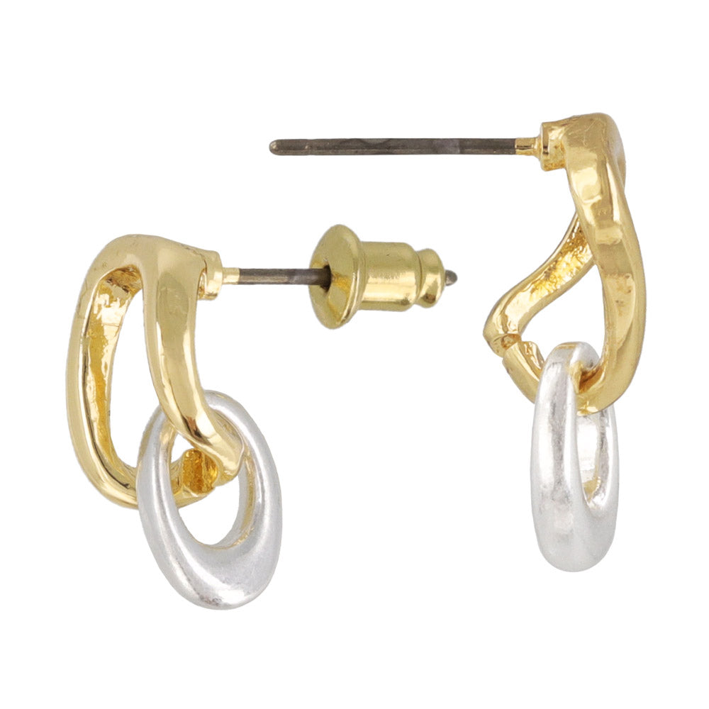 Two Tone Organic Link Earrings