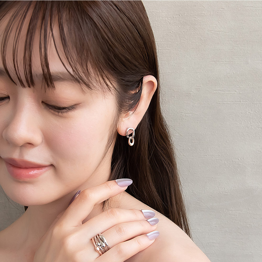 Two Tone Organic Link Earrings