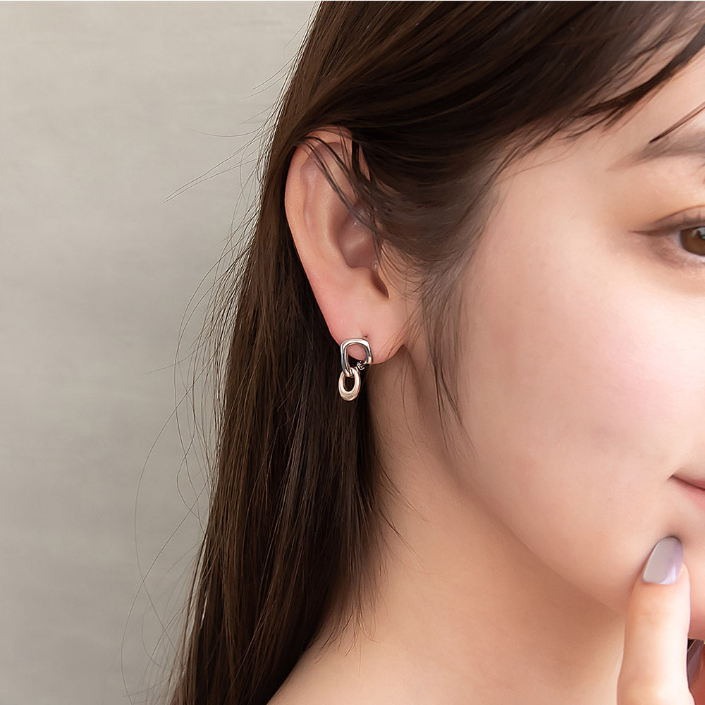 Two Tone Organic Link Earrings