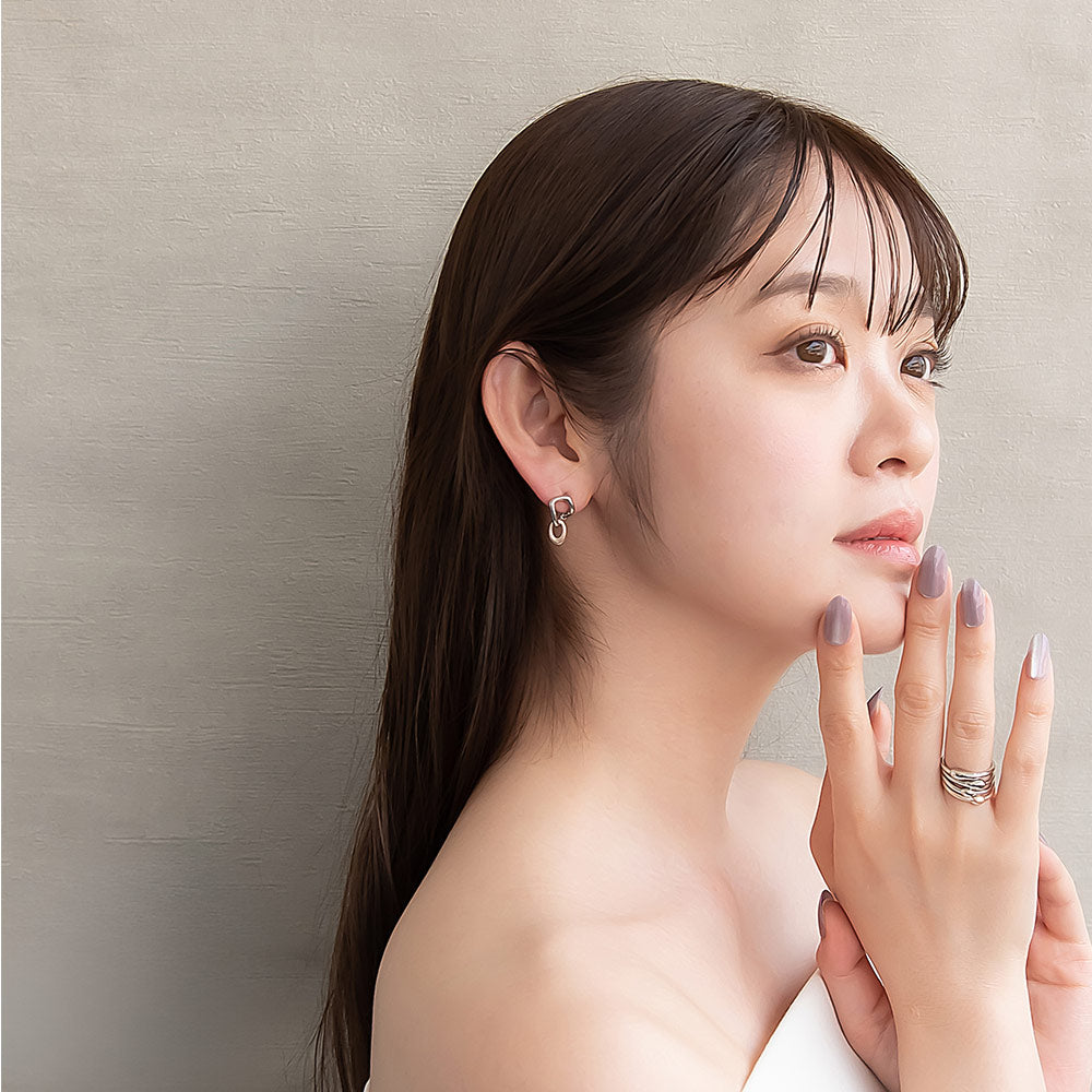 Two Tone Organic Link Earrings