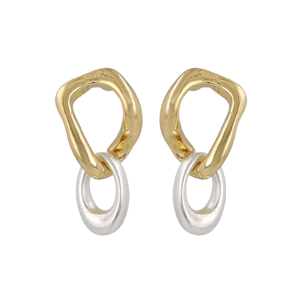 Two Tone Organic Link Earrings