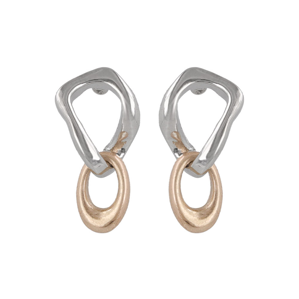Two Tone Organic Link Earrings