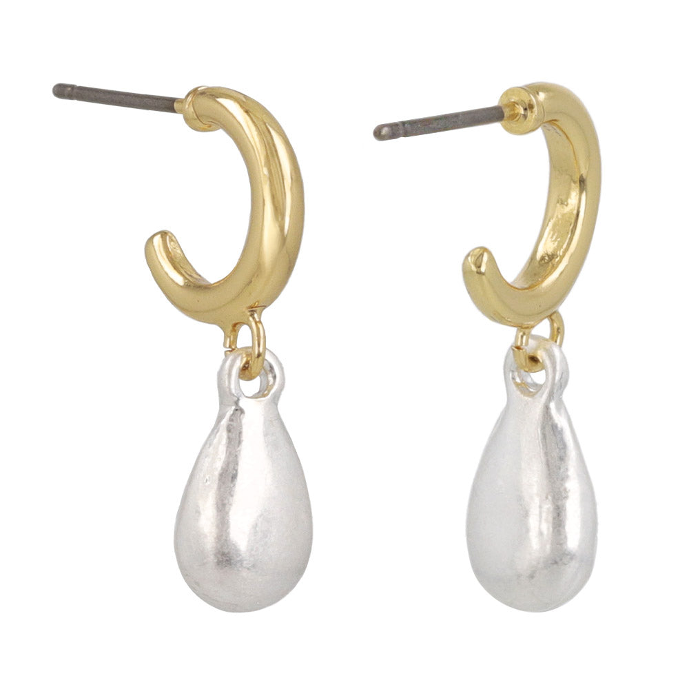 Puffed Teardrop Hoop Earrings