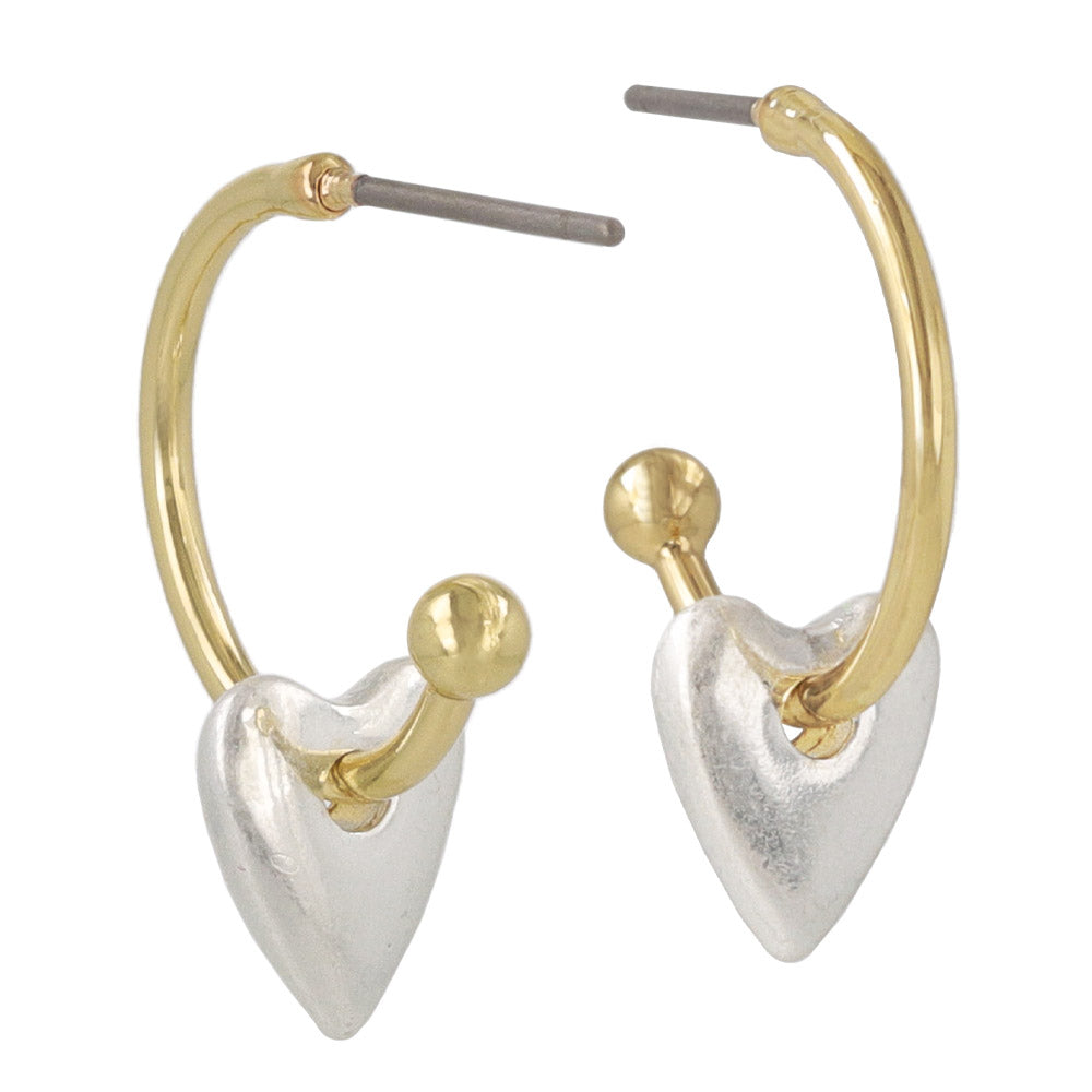 Puffed Heart Hoop Earrings