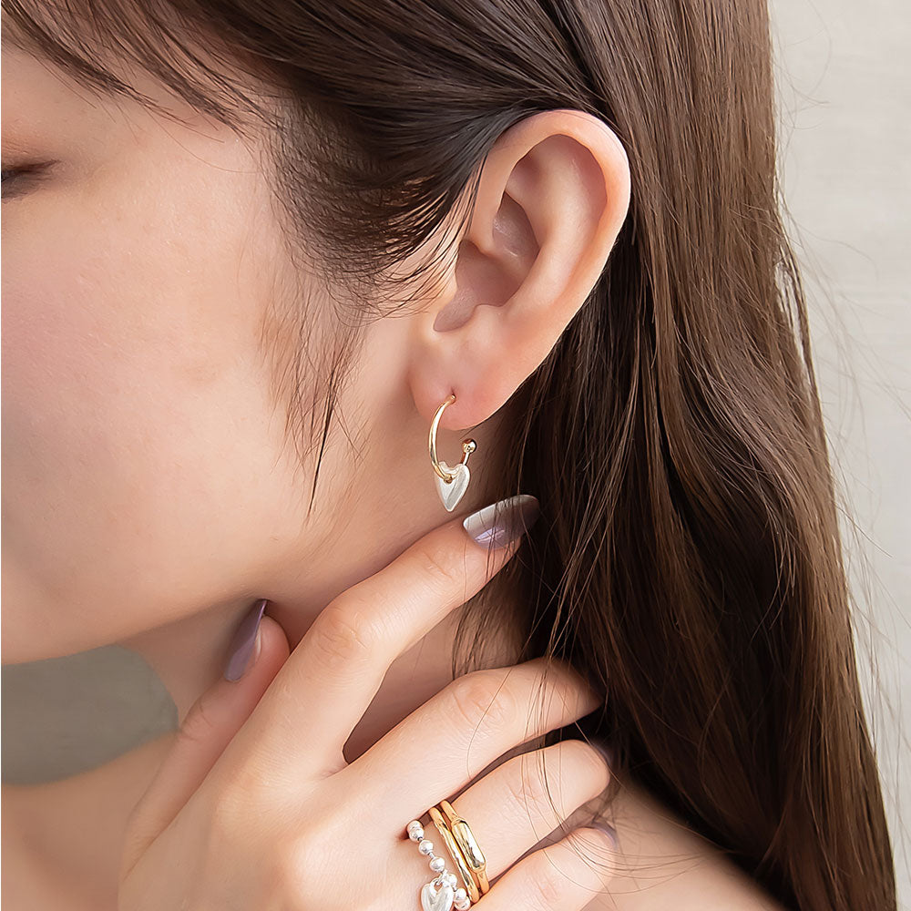 Puffed Heart Hoop Earrings - osewaya