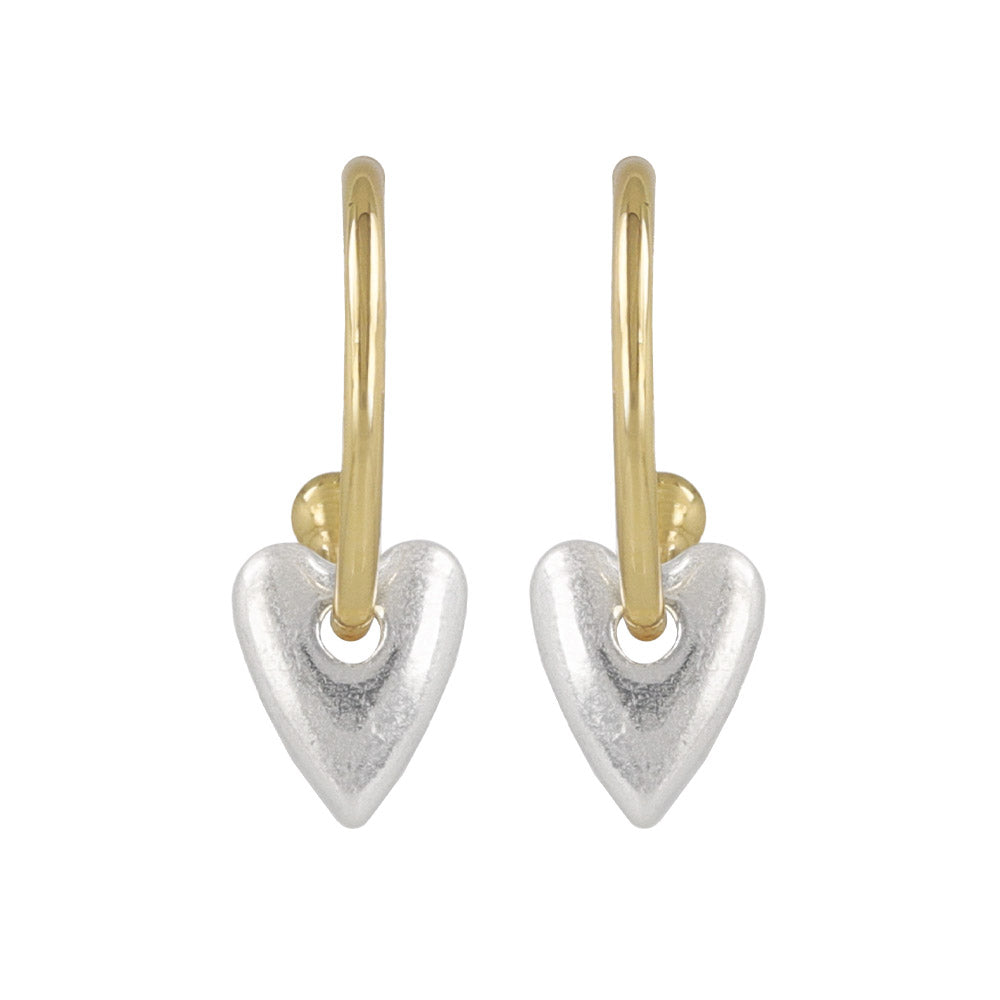 Puffed Heart Hoop Earrings