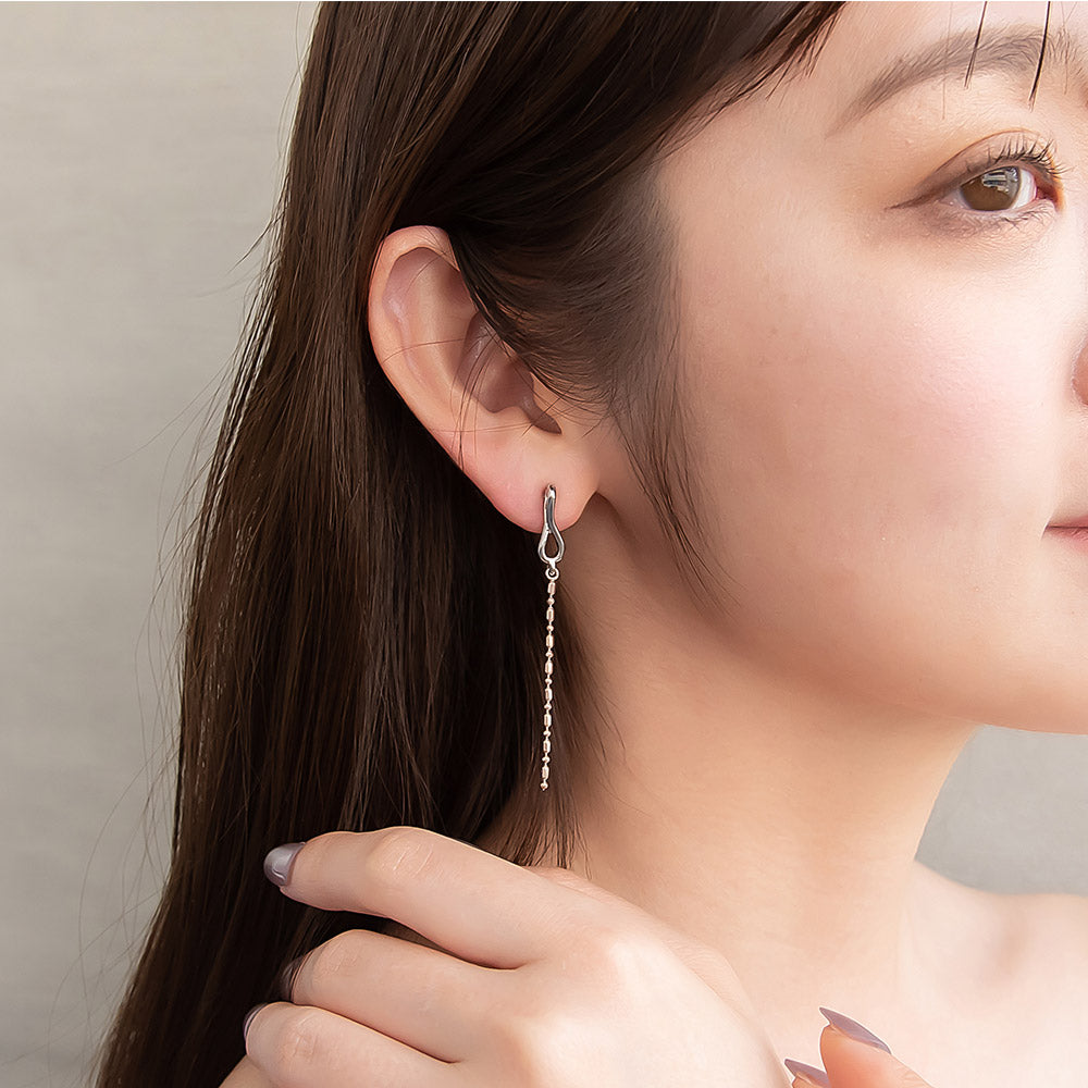 Cylinder Bead Chain Drop Earrings