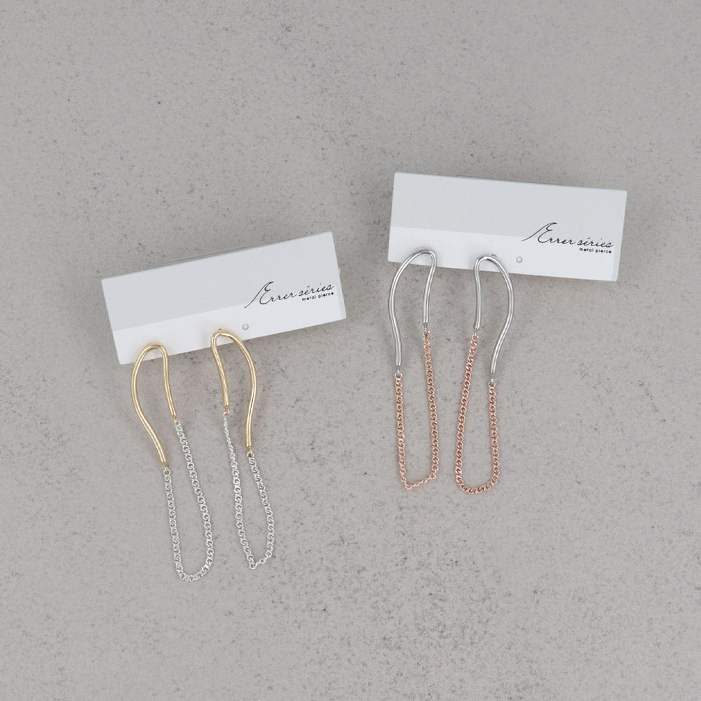 Long Oval Half Chain Earrings - osewaya