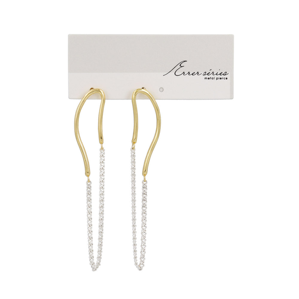 Long Oval Half Chain Earrings