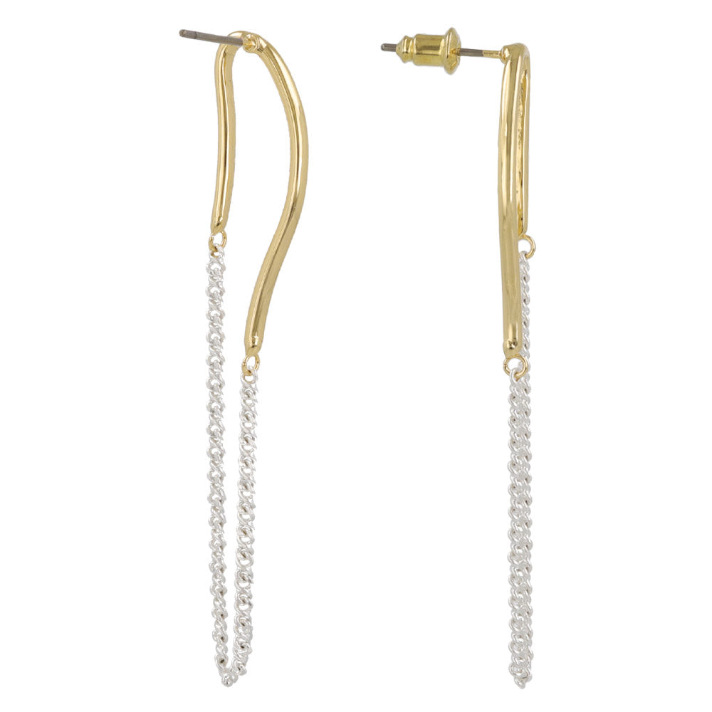 Long Oval Half Chain Earrings