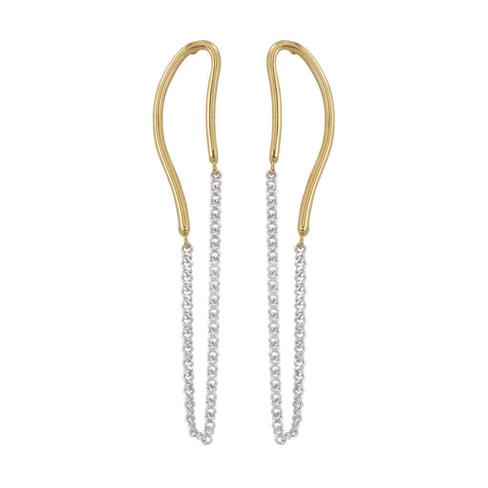Long Oval Half Chain Earrings