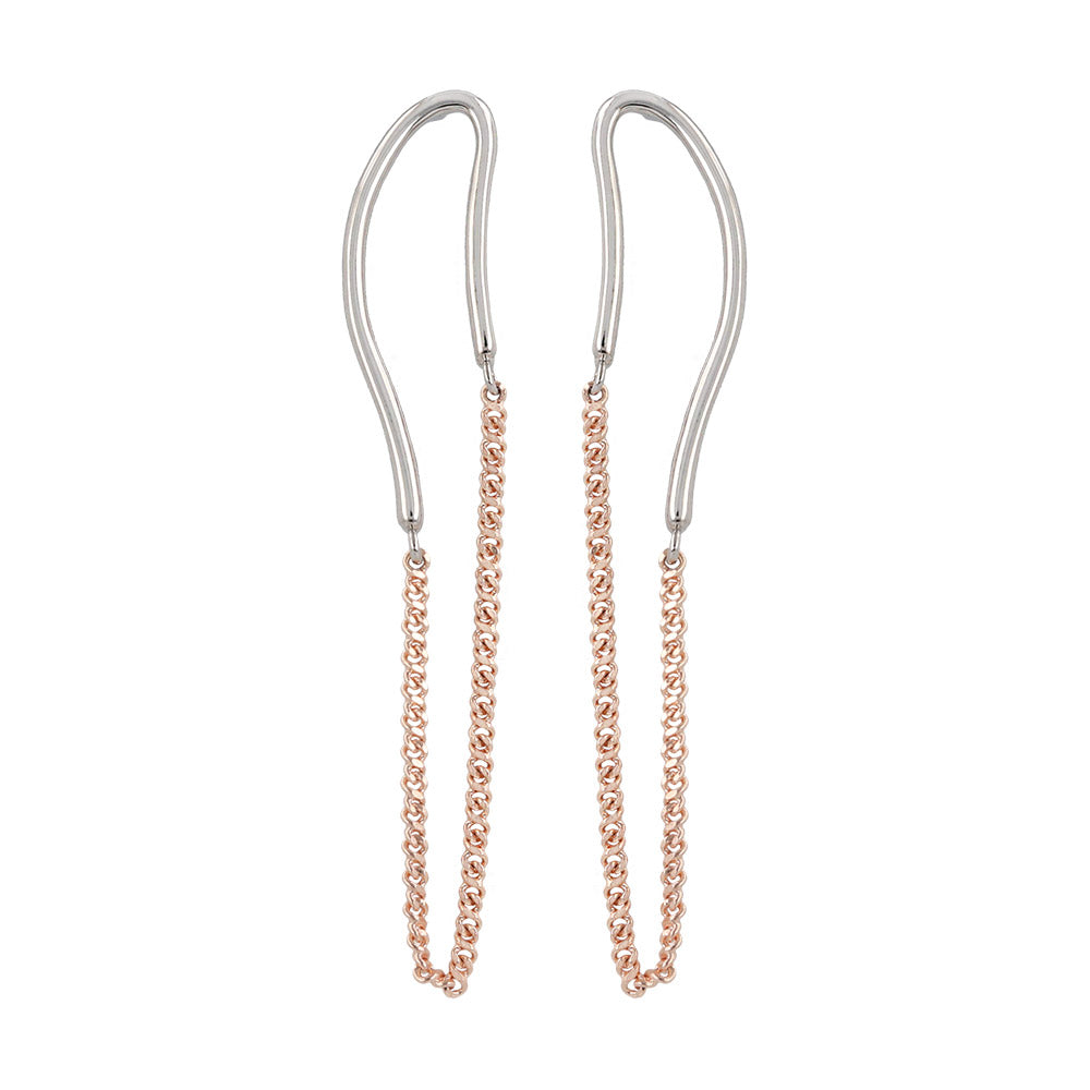 Long Oval Half Chain Earrings