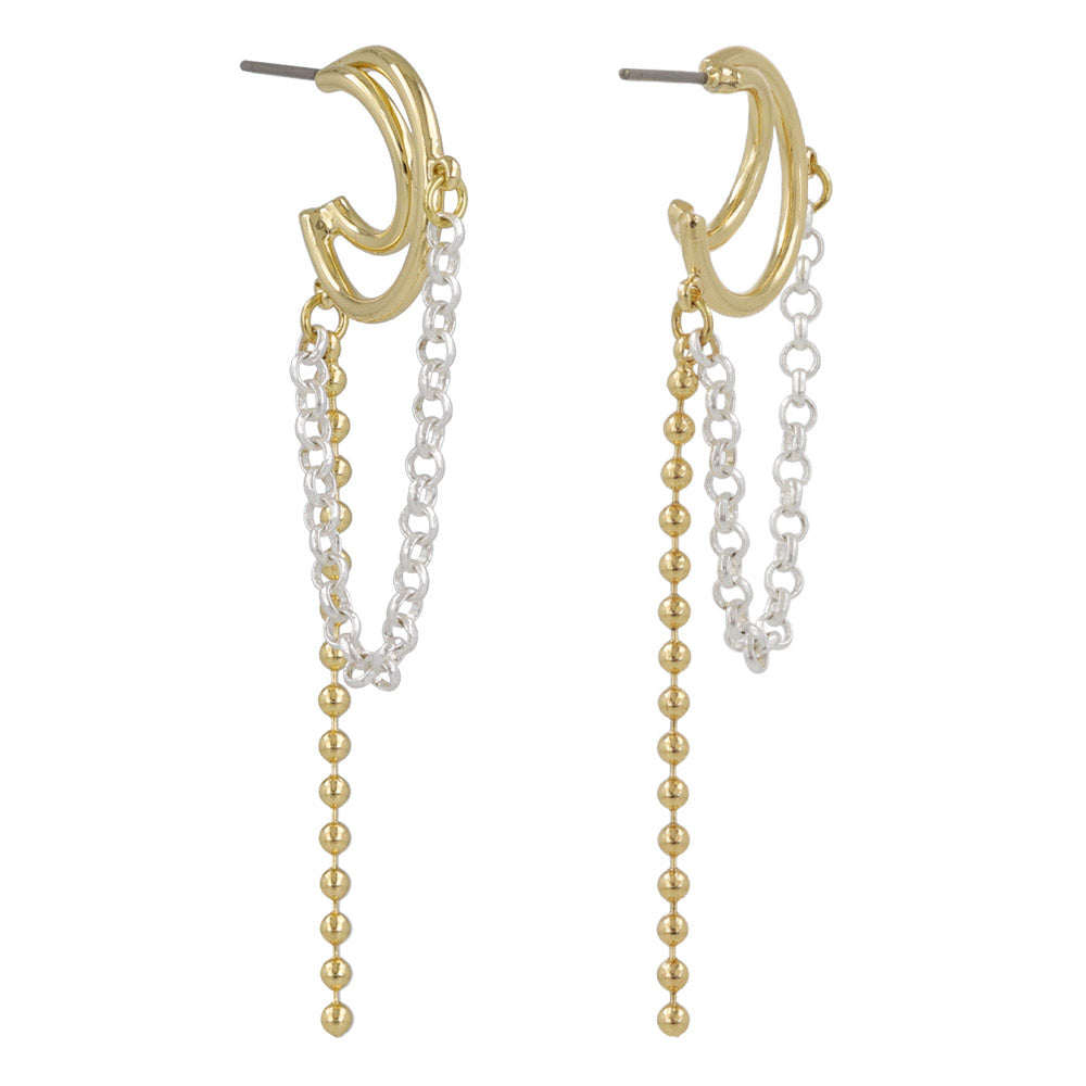 Crescent Moon Chain Drop Earrings