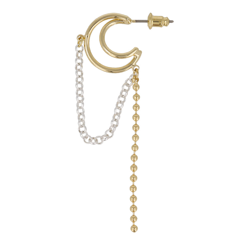 Crescent Moon Chain Drop Earrings
