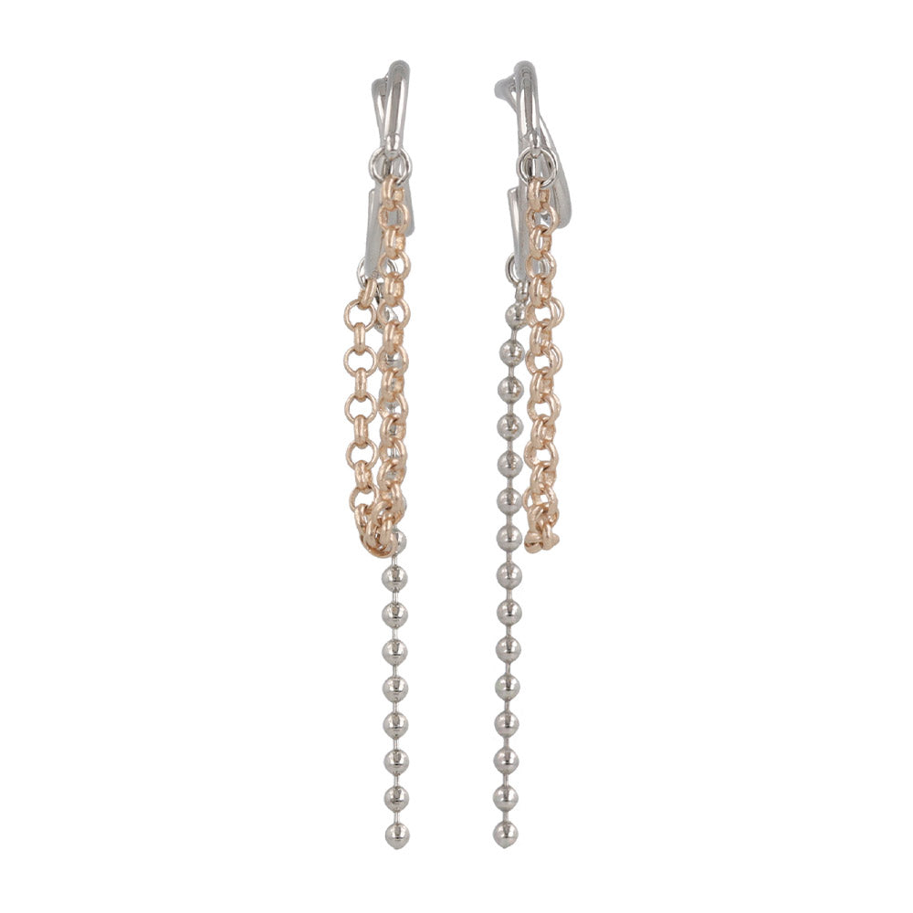 Crescent Moon Chain Drop Earrings