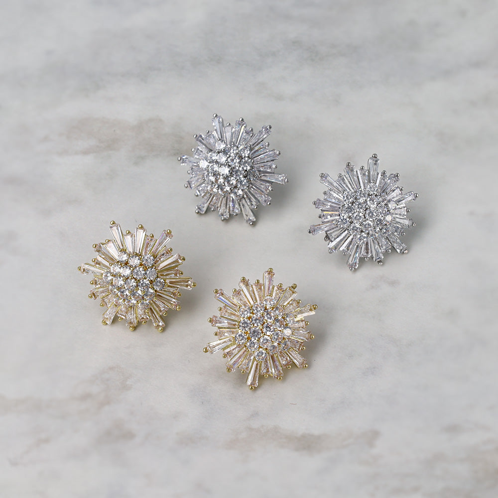 CZ Starburst Stud Earrings - osewaya