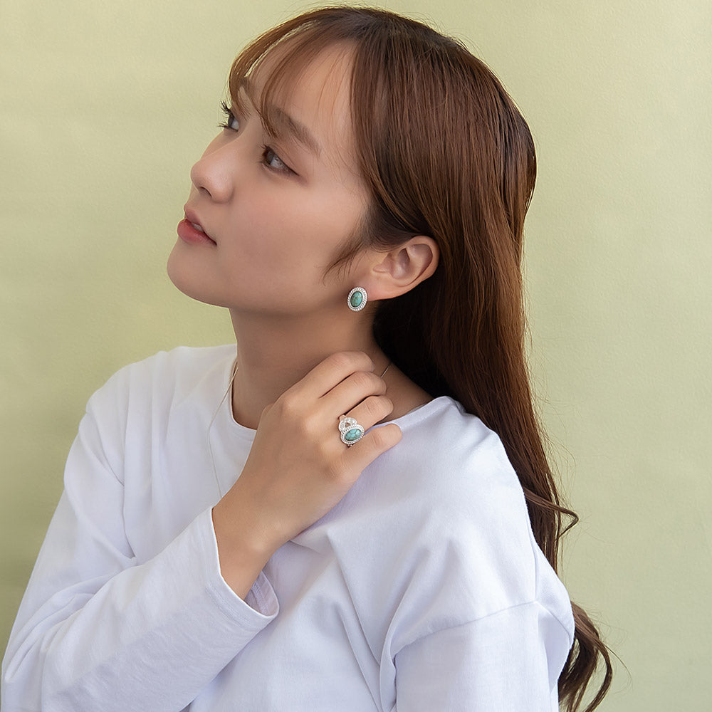 Oval Concho Stud Earrings