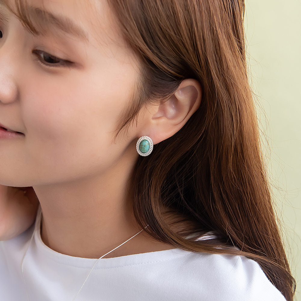 Oval Concho Stud Earrings