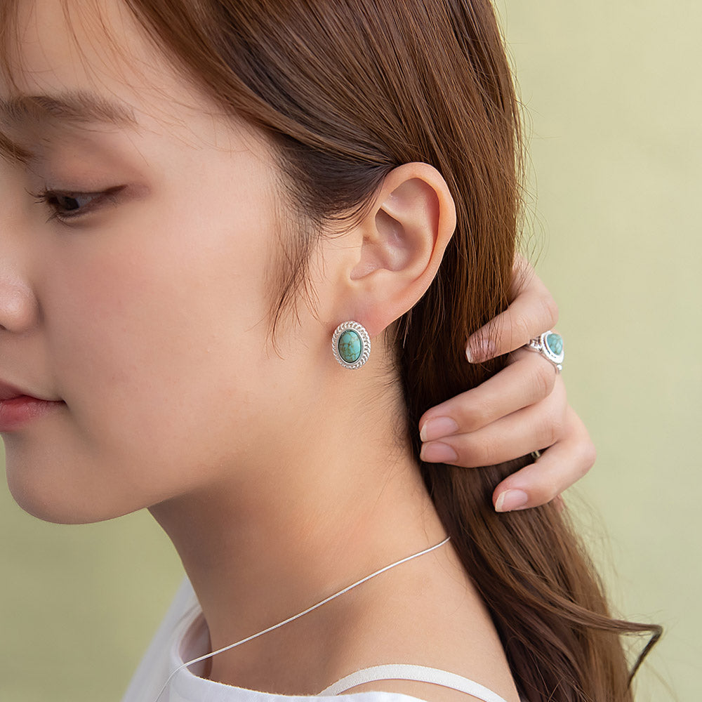 Oval Concho Stud Earrings