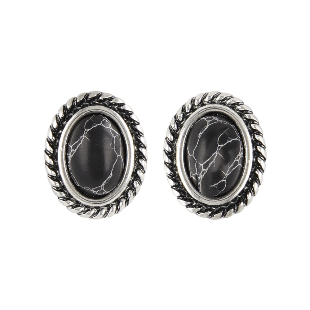 Oval Concho Stud Earrings
