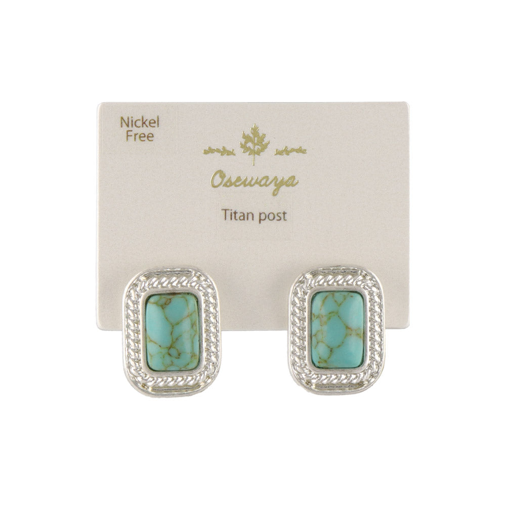 Rectangle Concho Stud Earrings