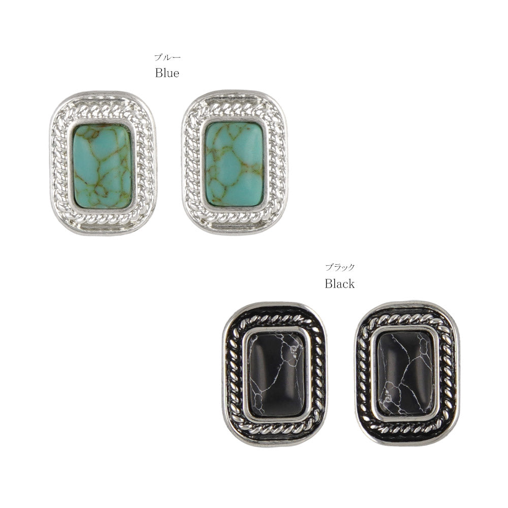 Rectangle Concho Stud Earrings