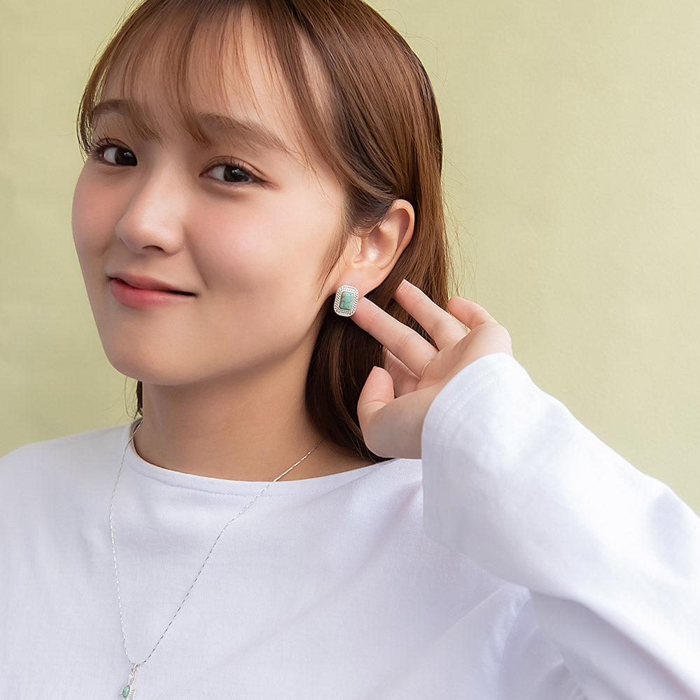 Rectangle Concho Stud Earrings