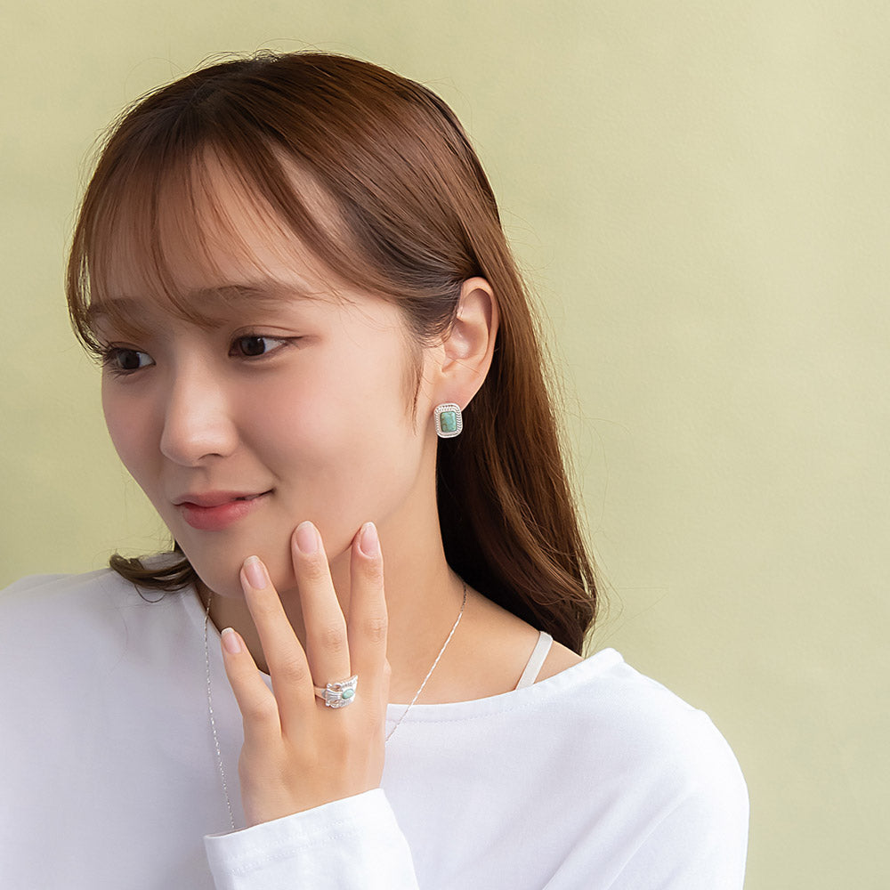 Rectangle Concho Stud Earrings