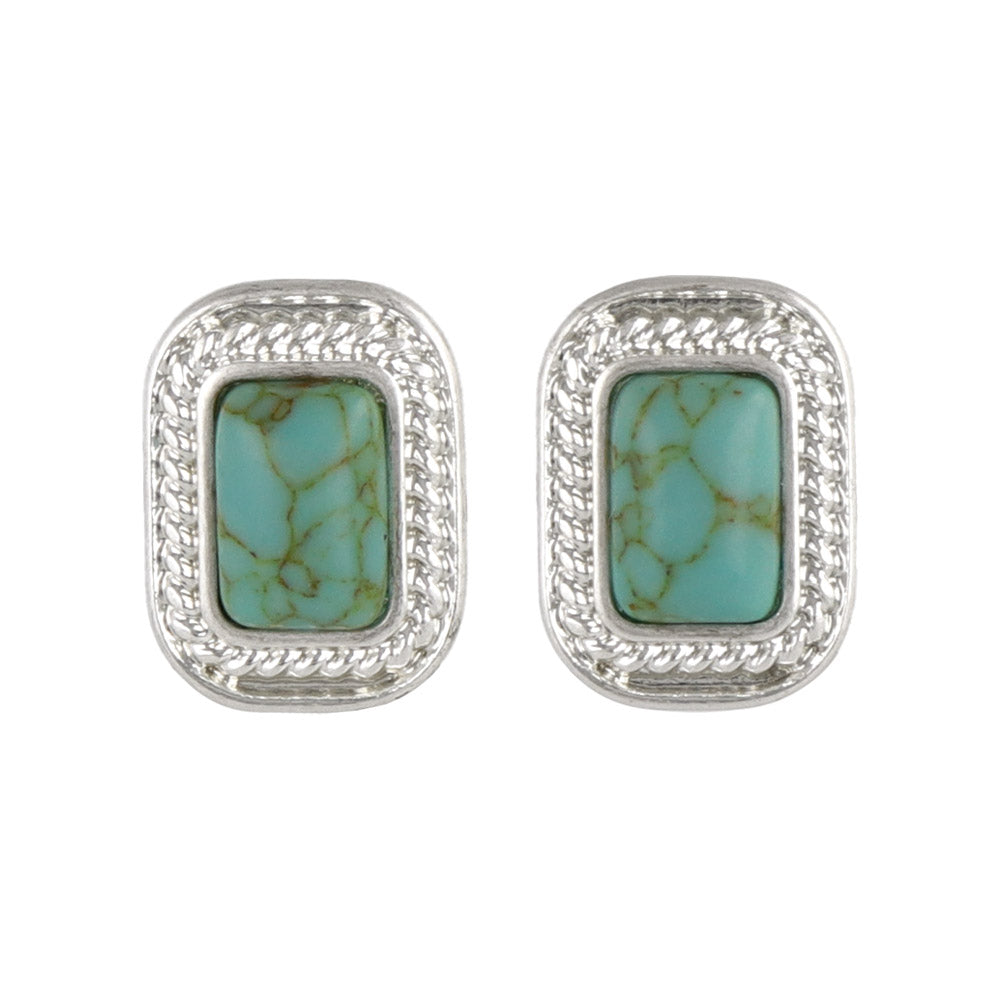 Rectangle Concho Stud Earrings